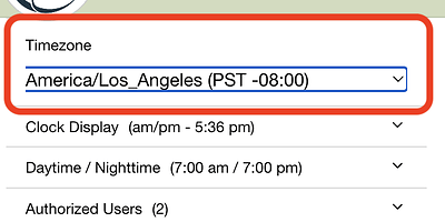 Timezone Settings