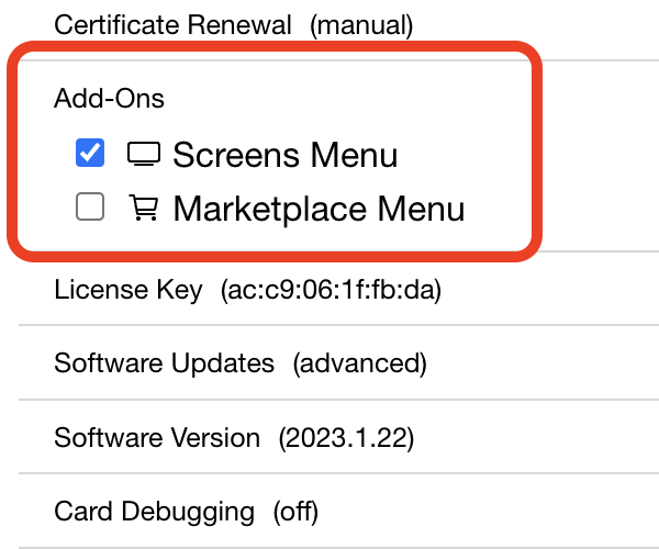 Screen Menu Setting